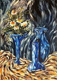 Vasi blu con fiori